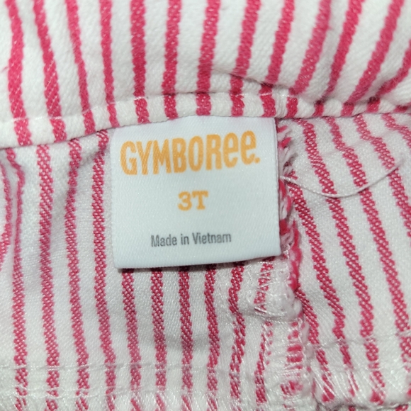 🍁🇨🇦 Gymboree Red White Seersucker Striped Shorts Adjustable Waist 3T - Picture 2 of 4